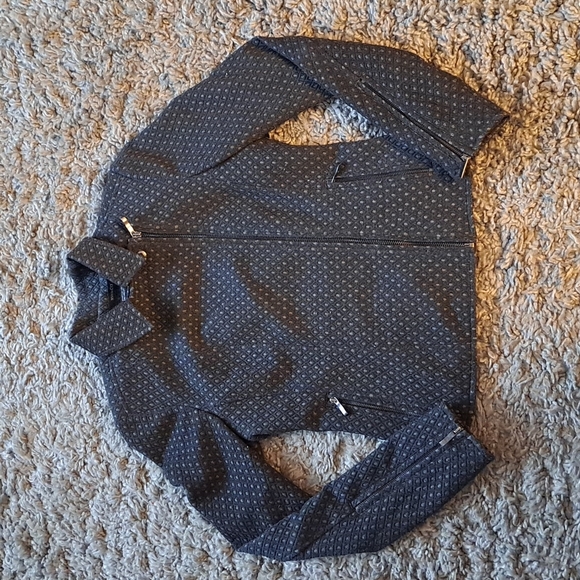 RW&CO | Grey diamond pattern asymmetrical zipper women's jacket - Picture 14 of 14